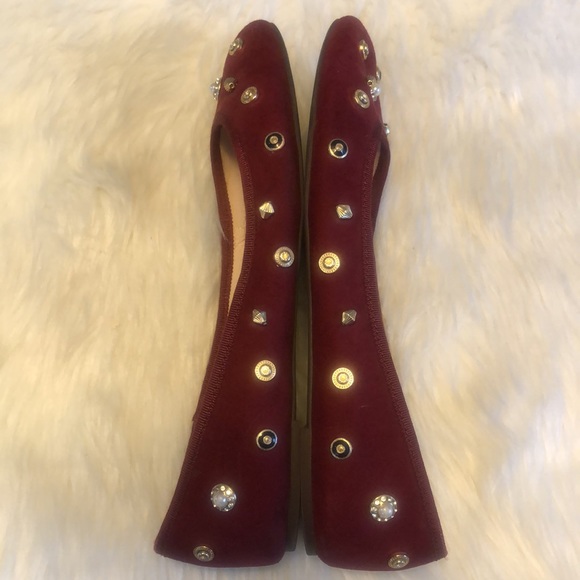 Nine West Morton ballet flat in wine with embellished beads and stones Sz 7M - Picture 5 of 8